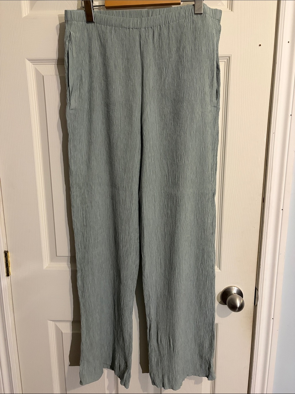 Banana Republic Light Sage Crinkle Pants with Elastic Waist